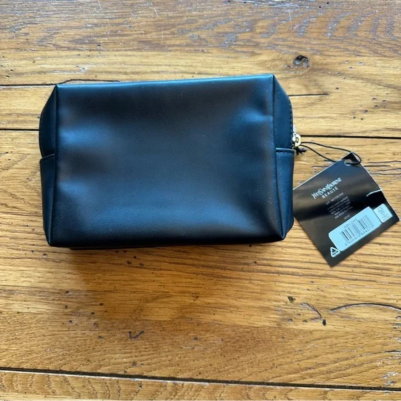 Yves Saint Laurent Beaute black makeup bag featuring gold charms & YSL logo NWT - Picture 4 of 7